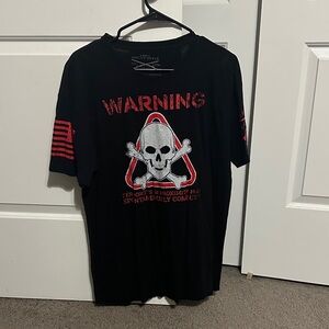 Grunt Style Black Graphic T-Shirt with Red Accents